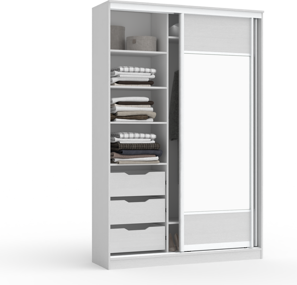 Изображение товара Шкаф-купе Кортекс-мебель Сенатор ШК10-45 Геометрия с зеркалом (белый)