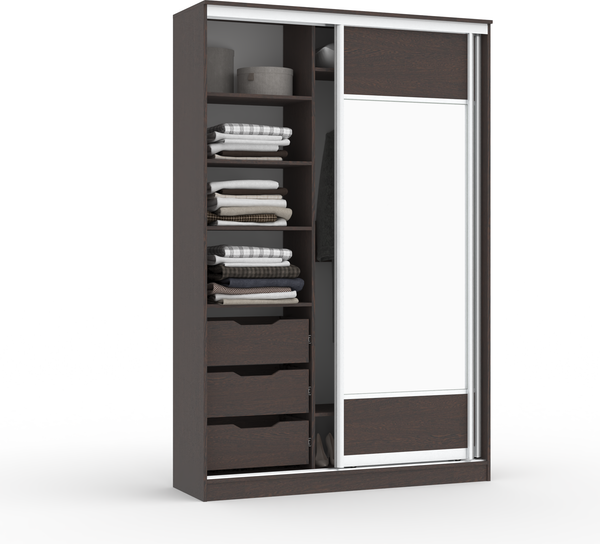 Изображение товара Шкаф-купе Кортекс-мебель Сенатор ШК10-45 Геометрия зеркало (венге)