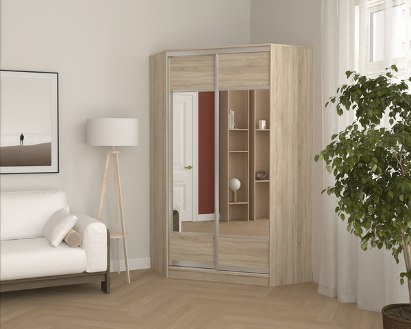 Изображение товара Шкаф-купе Кортекс-мебель Сенатор ШК30 Геометрия ДСП с зеркалом (дуб сонома)