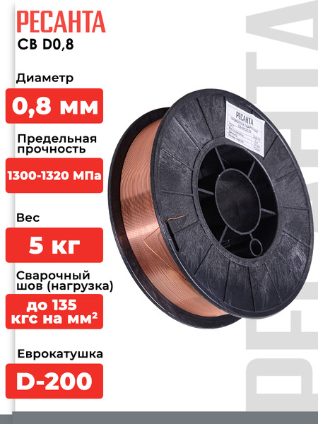 Изображение товара Проволока сварочная Ресанта СВ-08Г2С / 71/6/53 (5кг)