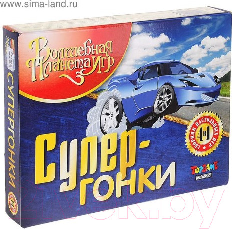 Изображение товара Настольная игра Topgame Супер-гонки 4 в 1 / 01578