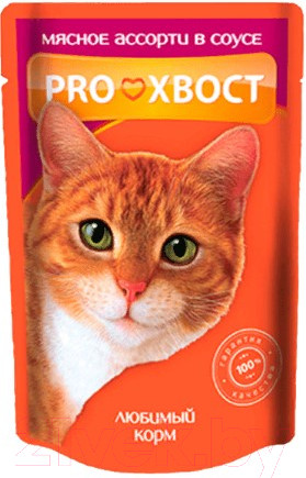 Изображение товара Влажный корм для кошек ProХвост Мясное ассорти в соусе (85г)