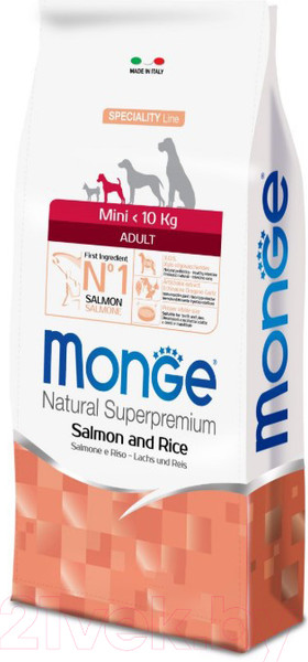Изображение товара Сухой корм для собак Monge Dog Mini Adult Salmon & Rice (2.5кг)