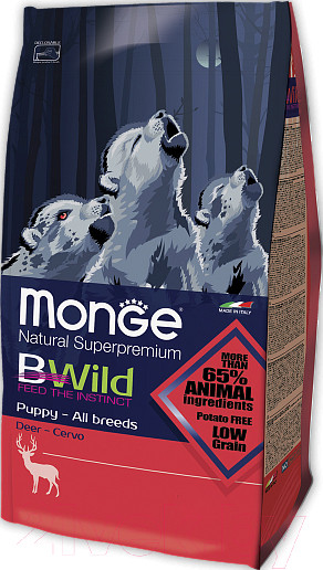 Изображение товара Сухой корм для собак Monge BWild Puppy Deer (2.5кг)