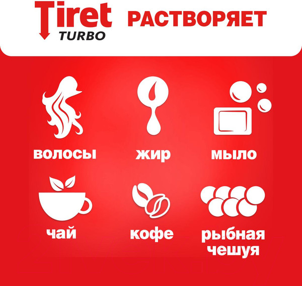 Изображение товара Средство для устранения засоров Tiret Turbo (1л)