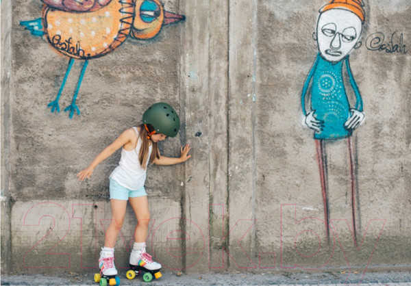 Изображение товара Защитный шлем Polisport Urban Radical Graffiti (р-р 53-55, черный/зеленый)