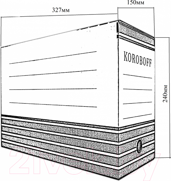 Изображение товара Коробка архивная Koroboff 327х150х240 (белый/синяя печать)