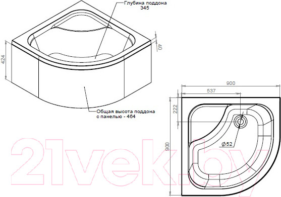 Изображение товара Душевой поддон AM.PM Gem Deep W90T-401A090W