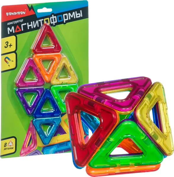 Изображение товара Конструктор магнитный Bondibon Магнитоформы 8 деталей / ВВ4399