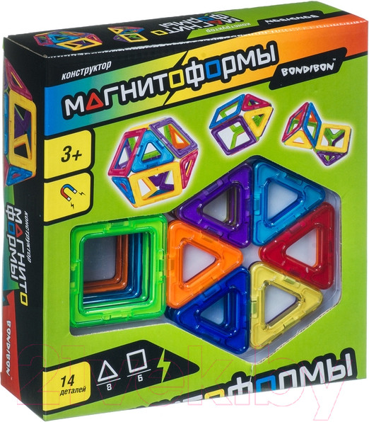 Изображение товара Конструктор магнитный Bondibon Магнитоформы 14 деталей / ВВ4401