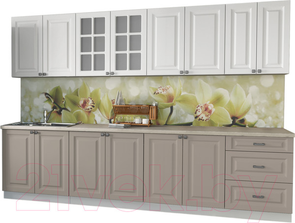 Изображение товара Кухонный гарнитур Интерлиния Мила Деко 3.0 А (белый/луна/травертин серый)