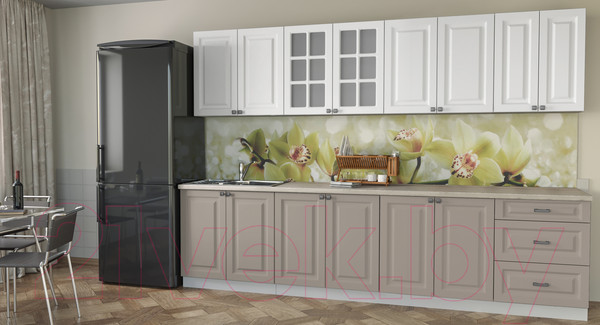 Изображение товара Кухонный гарнитур Интерлиния Мила Деко 3.0 А (белый/луна/травертин серый)