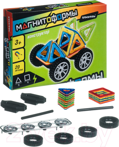 Изображение товара Конструктор магнитный Bondibon Магнитоформы Машина 20 деталей / ВВ4403