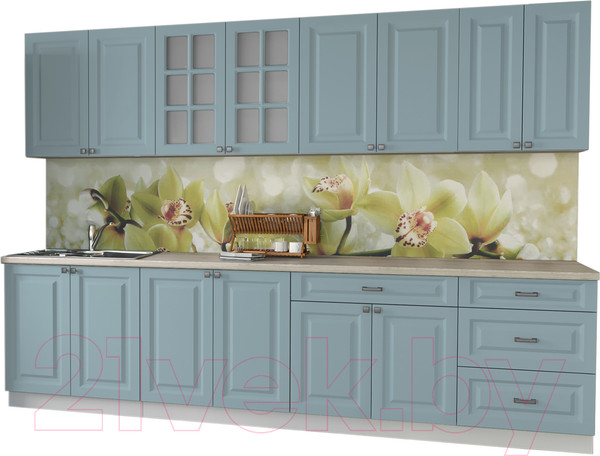 Изображение товара Кухонный гарнитур Интерлиния Мила Деко 3.0 Б (океан/травертин серый)