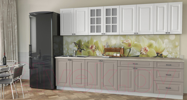 Изображение товара Кухонный гарнитур Интерлиния Мила Деко 3.0 Б (белый/луна/травертин серый)