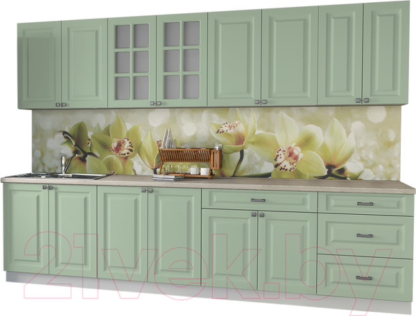 Изображение товара Кухонный гарнитур Интерлиния Мила Деко 3.0 Б (мята/травертин серый)