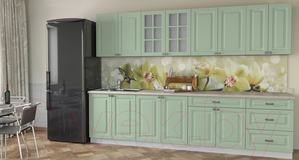 Изображение товара Кухонный гарнитур Интерлиния Мила Деко 3.0 Б (мята/травертин серый)