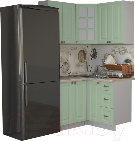 Изображение товара Кухонный гарнитур Интерлиния Мила Деко 1.2x1.2 (мята/травертин серый)