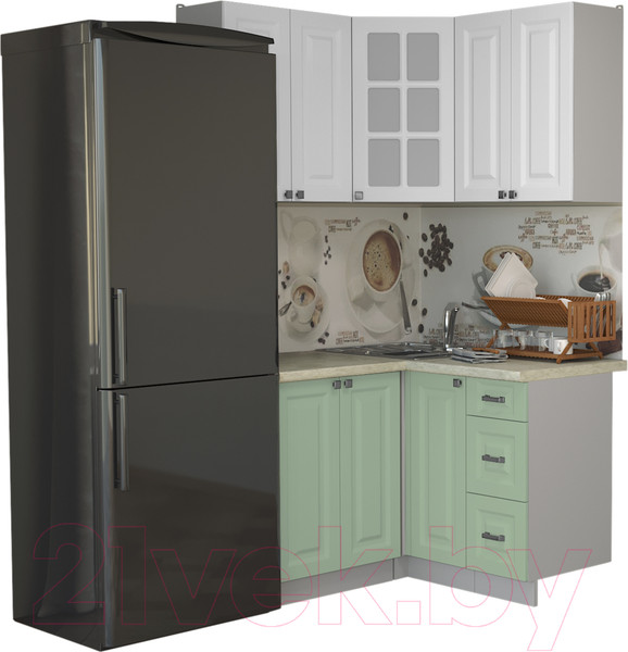 Изображение товара Кухонный гарнитур Интерлиния Мила Деко 1.2x1.2 (мята/белый/опал светлый)