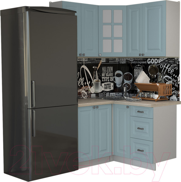 Изображение товара Кухонный гарнитур Интерлиния Мила Деко 1.2x1.3 (океан/травертин серый)