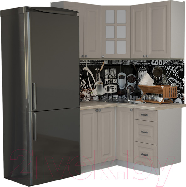 Изображение товара Кухонный гарнитур Интерлиния Мила Деко 1.2x1.3 (луна/травертин серый)