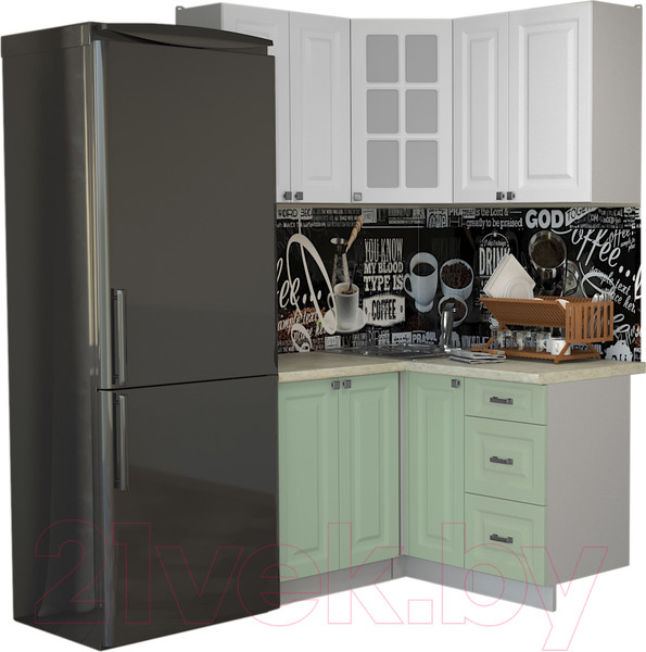 Изображение товара Кухонный гарнитур Интерлиния Мила Деко 1.2x1.3 (мята/белый/опал светлый)