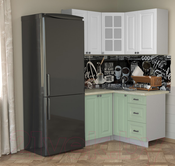 Изображение товара Кухонный гарнитур Интерлиния Мила Деко 1.2x1.3 (мята/белый/опал светлый)