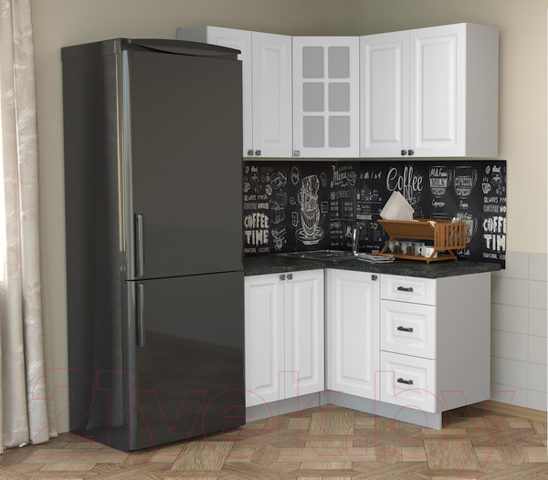 Изображение товара Кухонный гарнитур Интерлиния Мила Деко 1.2x1.4 (белый/кастилло темный)