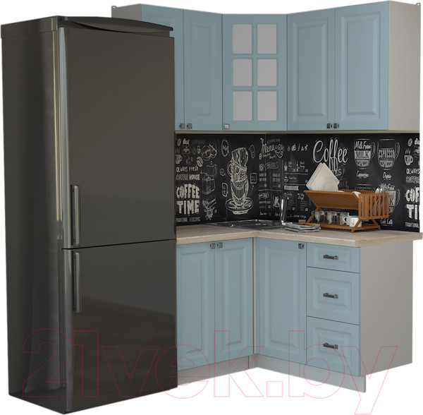 Изображение товара Кухонный гарнитур Интерлиния Мила Деко 1.2x1.4 (океан/травертин серый)