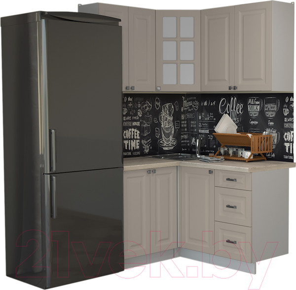 Изображение товара Кухонный гарнитур Интерлиния Мила Деко 1.2x1.4 (луна/травертин серый)