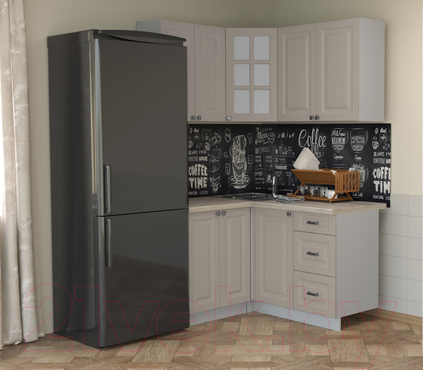 Изображение товара Кухонный гарнитур Интерлиния Мила Деко 1.2x1.4 (луна/травертин серый)