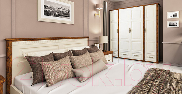 Изображение товара Полуторная кровать Мебель-Неман МН-126-01-140 (кремовый/дуб кантри)