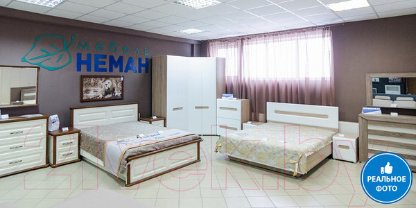 Изображение товара Полуторная кровать Мебель-Неман МН-126-01-140 (кремовый/дуб кантри)