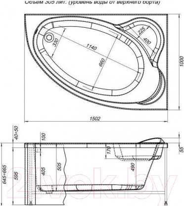 Изображение товара Ванна акриловая Aquanet Mayorca 150x100 R (с каркасом)