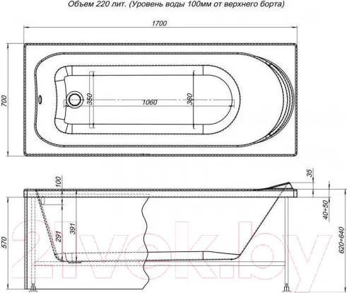 Изображение товара Ванна акриловая Aquanet Nord 170x70 (с каркасом)