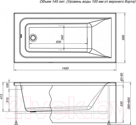 Изображение товара Ванна акриловая Aquanet Bright 145x70