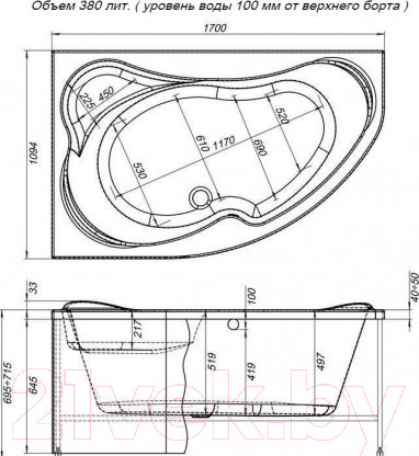 Изображение товара Ванна акриловая Aquanet Capri 170x110 L (c каркасом)