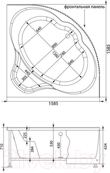 Изображение товара Ванна акриловая Aquanet Santiago 160x160 (с каркасом)