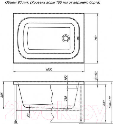 Изображение товара Ванна акриловая Aquanet Seed 100x70 (с каркасом)