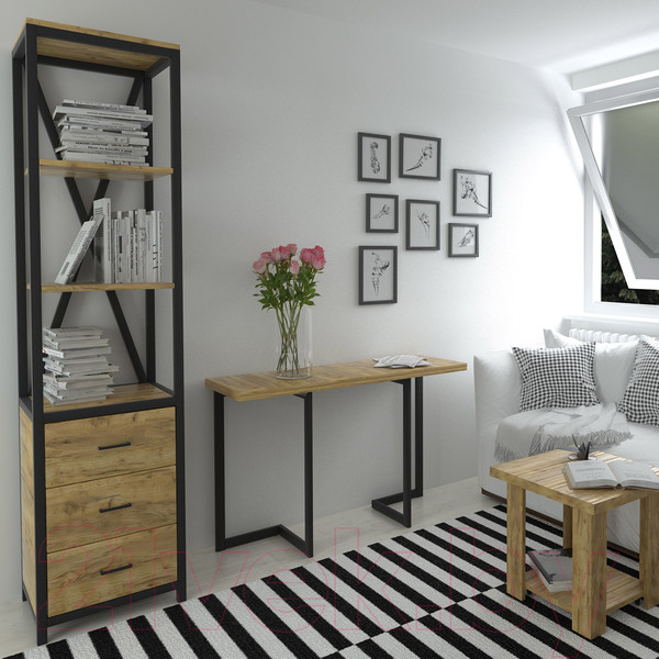 Изображение товара Обеденный стол Millwood Арлен 3 147x38-76x76 (дуб золотой Craft/металл черный)