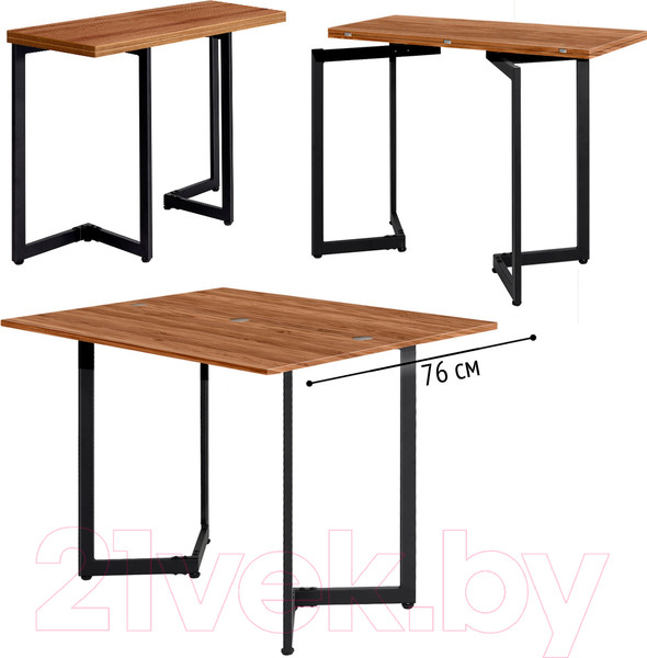 Изображение товара Обеденный стол Millwood Арлен 3 147x38-76x76 (дуб табачный Craft/металл черный)