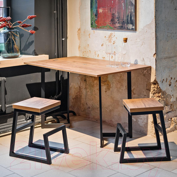 Изображение товара Обеденный стол Millwood Арлен 1 38-76x110x76 (дуб золотой Craft/металл черный)