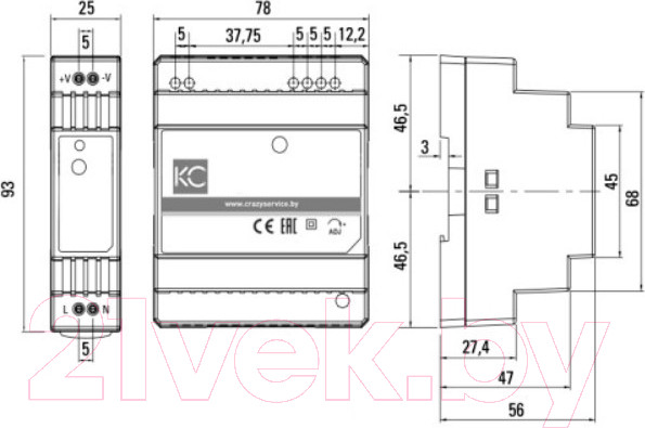 Изображение товара Блок питания на DIN-рейку КС DR-60W-12V / dr-60-12