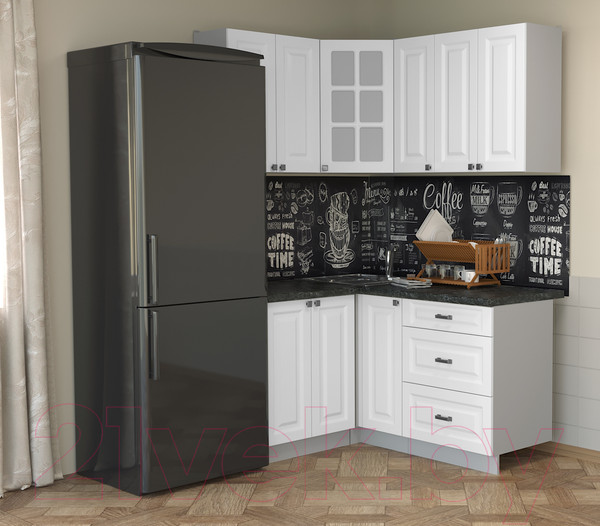 Изображение товара Кухонный гарнитур Интерлиния Мила Деко 1.2x1.5 (белый/кастилло темный)