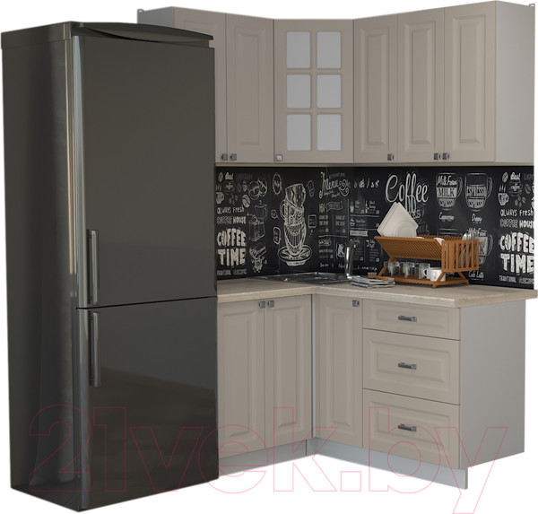 Изображение товара Кухонный гарнитур Интерлиния Мила Деко 1.2x1.5 (луна/травертин серый)