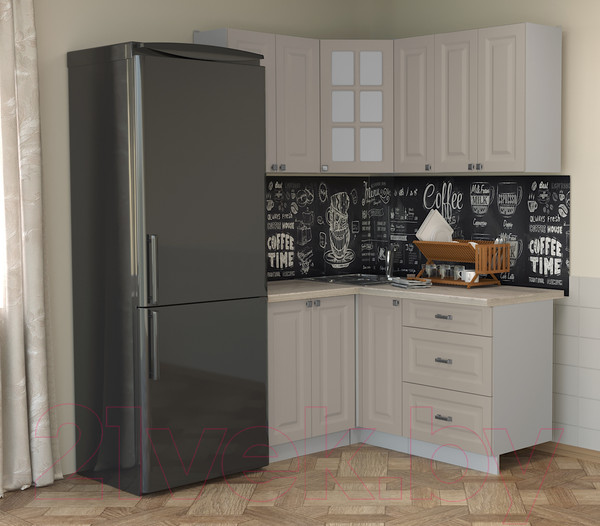 Изображение товара Кухонный гарнитур Интерлиния Мила Деко 1.2x1.5 (луна/травертин серый)