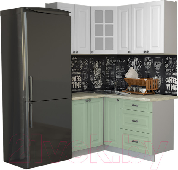 Изображение товара Кухонный гарнитур Интерлиния Мила Деко 1.2x1.5 (мята/белый/опал светлый)
