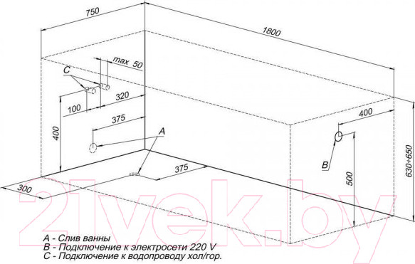 Изображение товара Ванна акриловая Aquanet Viola 180x75