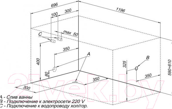 Изображение товара Ванна акриловая Aquanet West 120x70
