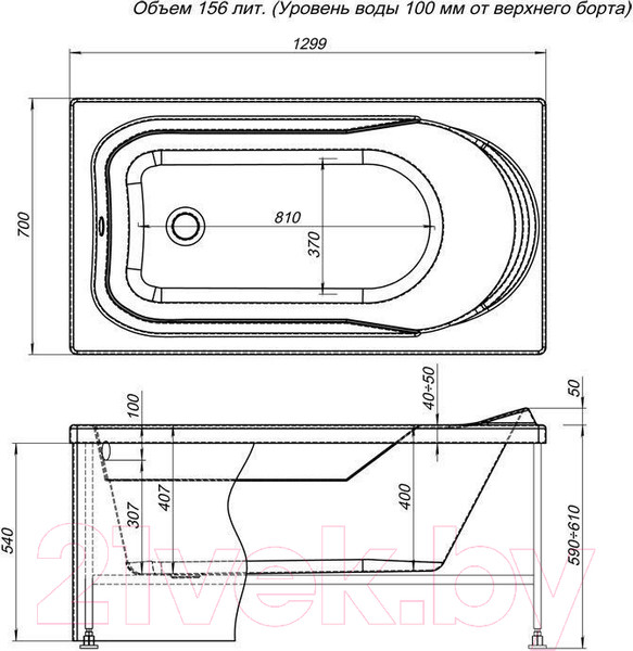 Изображение товара Ванна акриловая Aquanet West 130x70